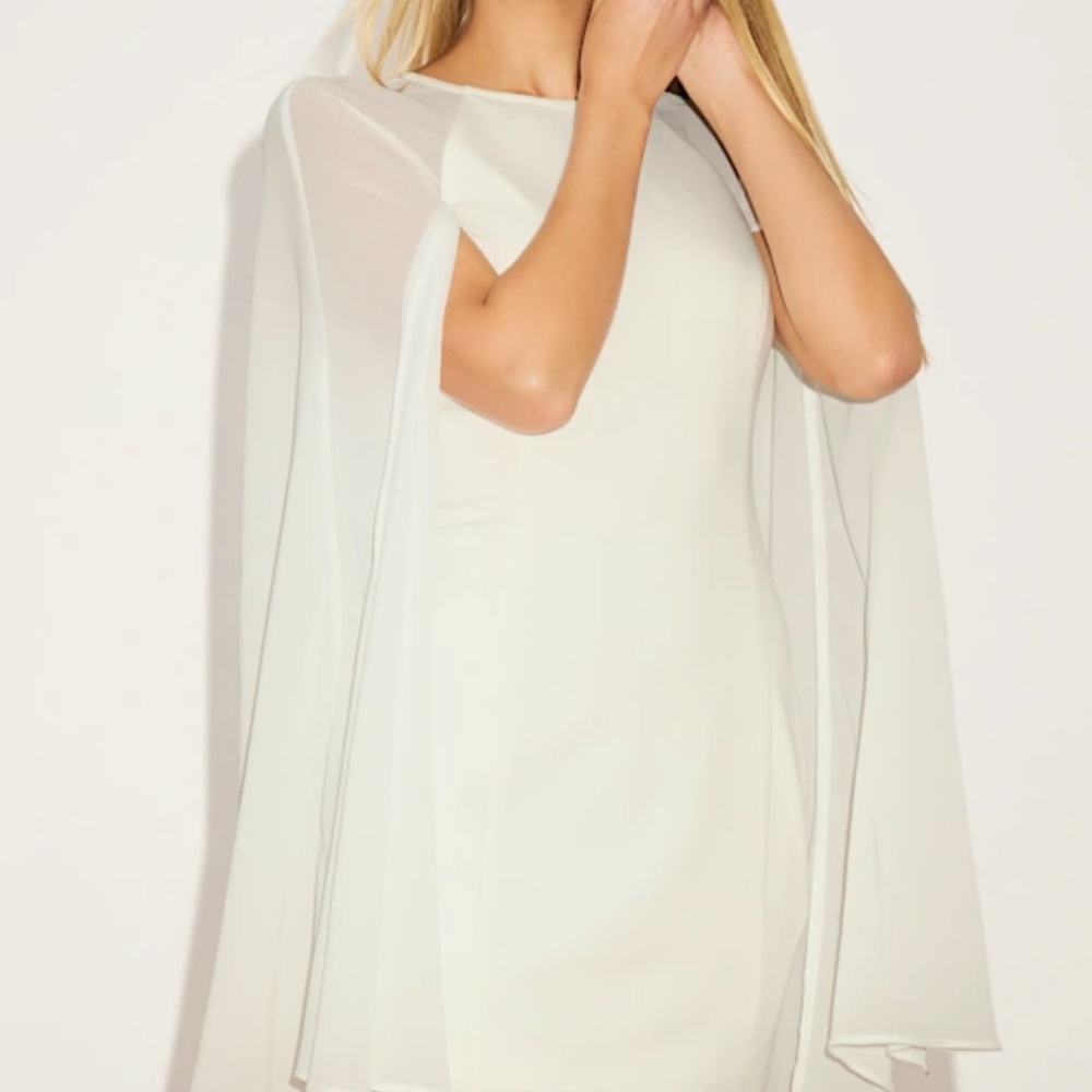 Lulu's Elegant Cream Cape Dress